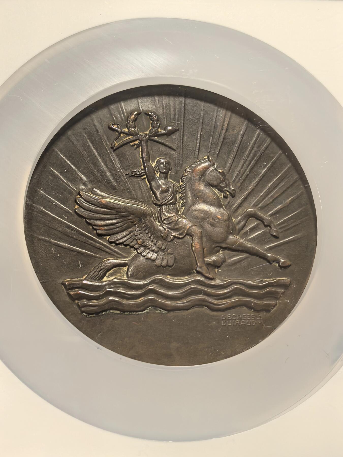 博洋堂“芳菲春韵”3月精品大拍专场暨第166期（全场包邮） NGC MS62BN 法国1935年“光荣号”战舰纪念大铜章，是法国第一艘装甲战列舰，