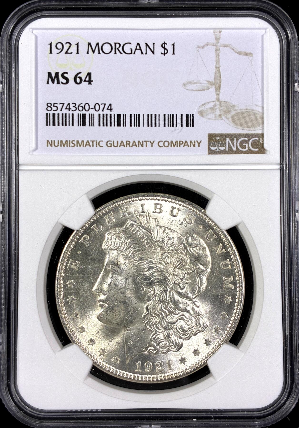 【雨安】【直播拍卖】【第0130期-评级币章】2026-03-28 周六 19:30 (金价981.33, 银价17.11) [评级美洲] USA 美国 1美元 (1878-1921) 摩根 1921年  NGC-MS64