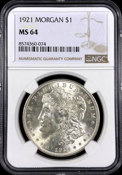 【雨安】【直播拍卖】【第0130期-评级币章】2026-03-28 周六 19:30 (金价981.33, 银价17.11) - [评级美洲] USA 美国 1美元 (1878-1921) 摩根 1921年  NGC-MS64