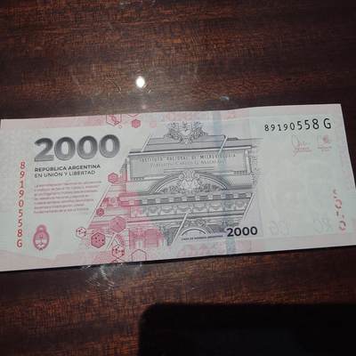 世界钱币～微拍第241期暨2026年第22期  部分新货（群里挑剩）陆续上架 - 阿根廷2000比索 全新绝品无47尾号558