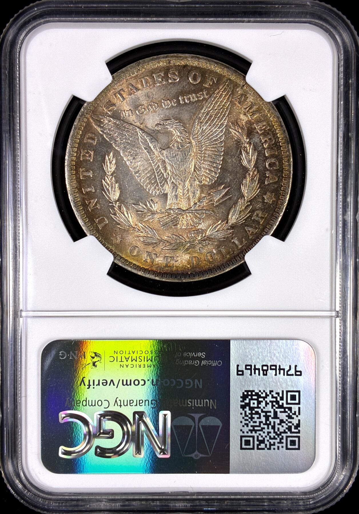 【雨安】【直播拍卖】【第0130期-评级币章】2026-03-28 周六 19:30 (金价981.33, 银价17.11) [评级美洲] USA 美国 1美元 (1878-1921) 摩根 1884年O  NGC-MS64 原味幻彩五彩包浆