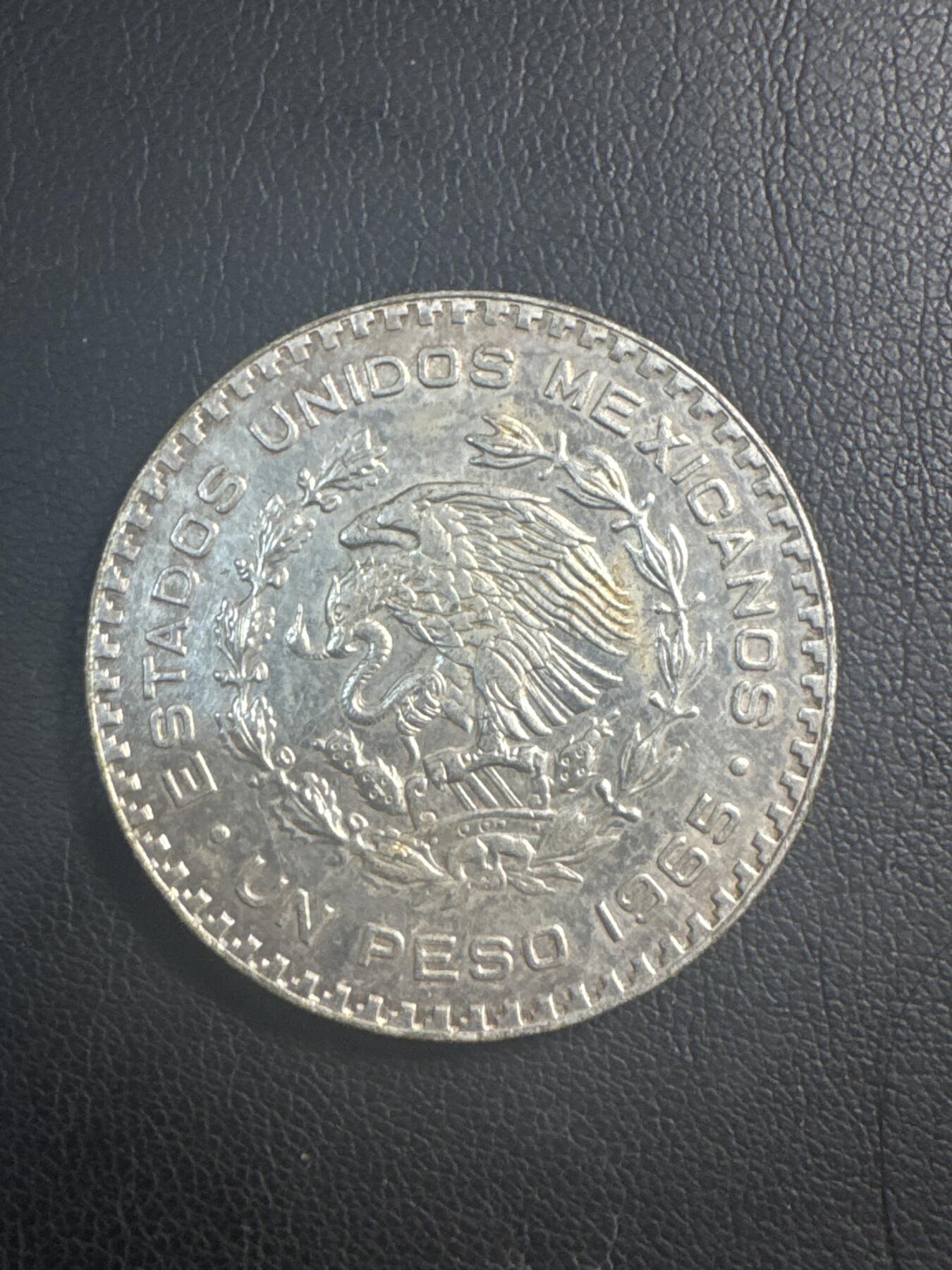 ❤️【币观天下】❤️ 第346期钱币拍卖场- 2026.3.27周五晚上6点半场 长期征集拍品   1965 莫拉雷斯 墨西哥一比索 低银币 好品