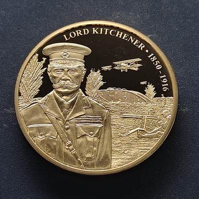 【全场包邮】纯粹捡漏拍515场 - 库克群岛2019年1元英国统帅系列征服苏丹基奇纳勋爵精制镀金加厚50克纪念币