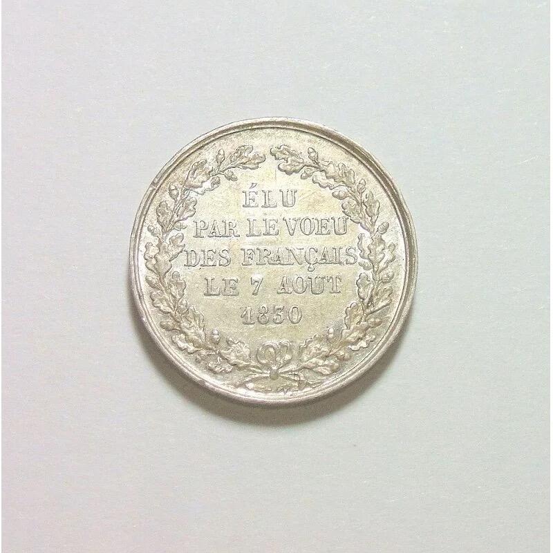 【银】法国1842年 菲利普一世高浮雕精制银章 18MM 4克