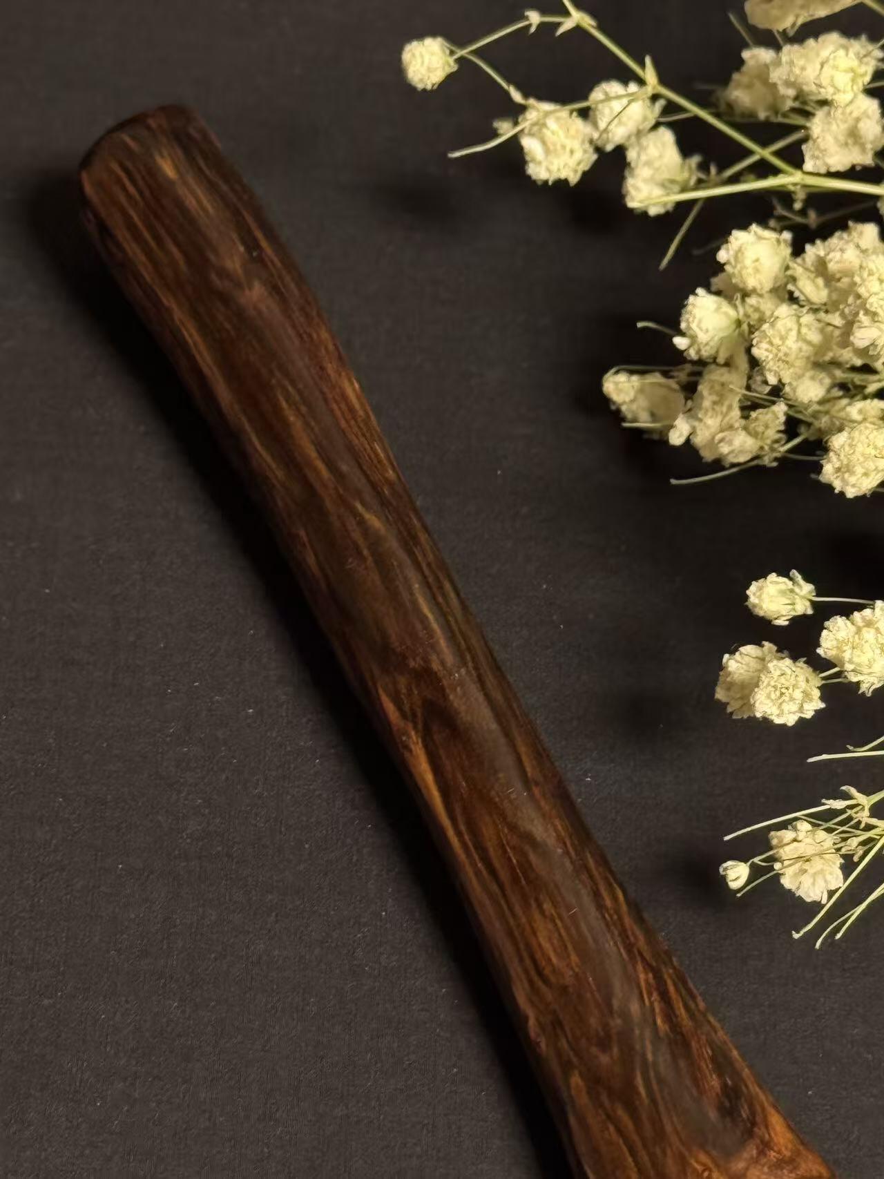 零元拍：NO.2海南黄花梨紫梨随形文玩把玩棍，尺寸约：31/1.6CM