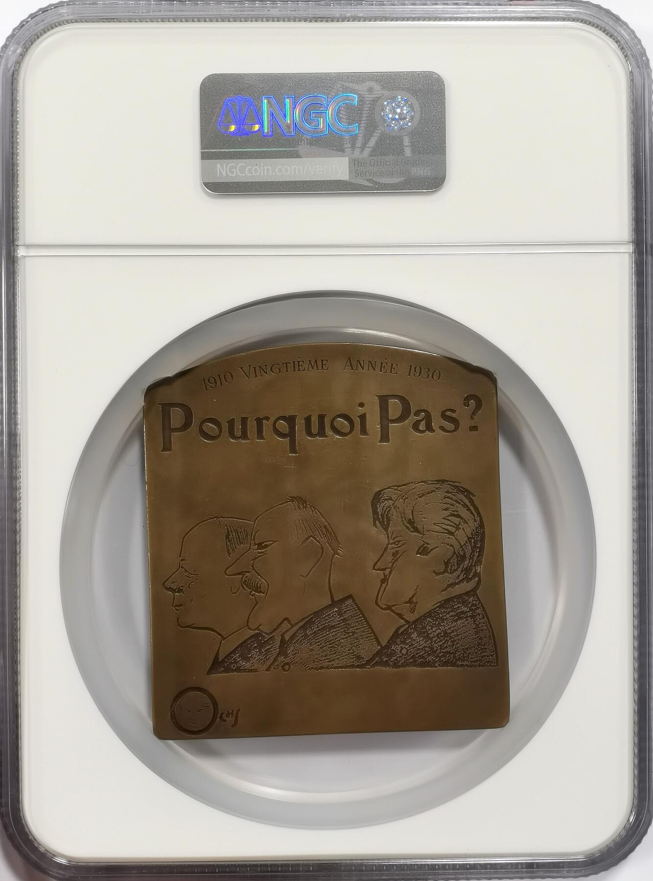 博洋堂“芳菲春韵”3月精品大拍专场暨第166期（全场包邮） NGC MS62BN 比利时1930年“为什么不行？”号在南极探险20周年纪念大铜章，让-巴蒂斯特·夏古是法国著名的极地探险家，1910年，他指挥的“为什么不行？”号首次抵达南极半岛，开启了法国在南极的探险时代