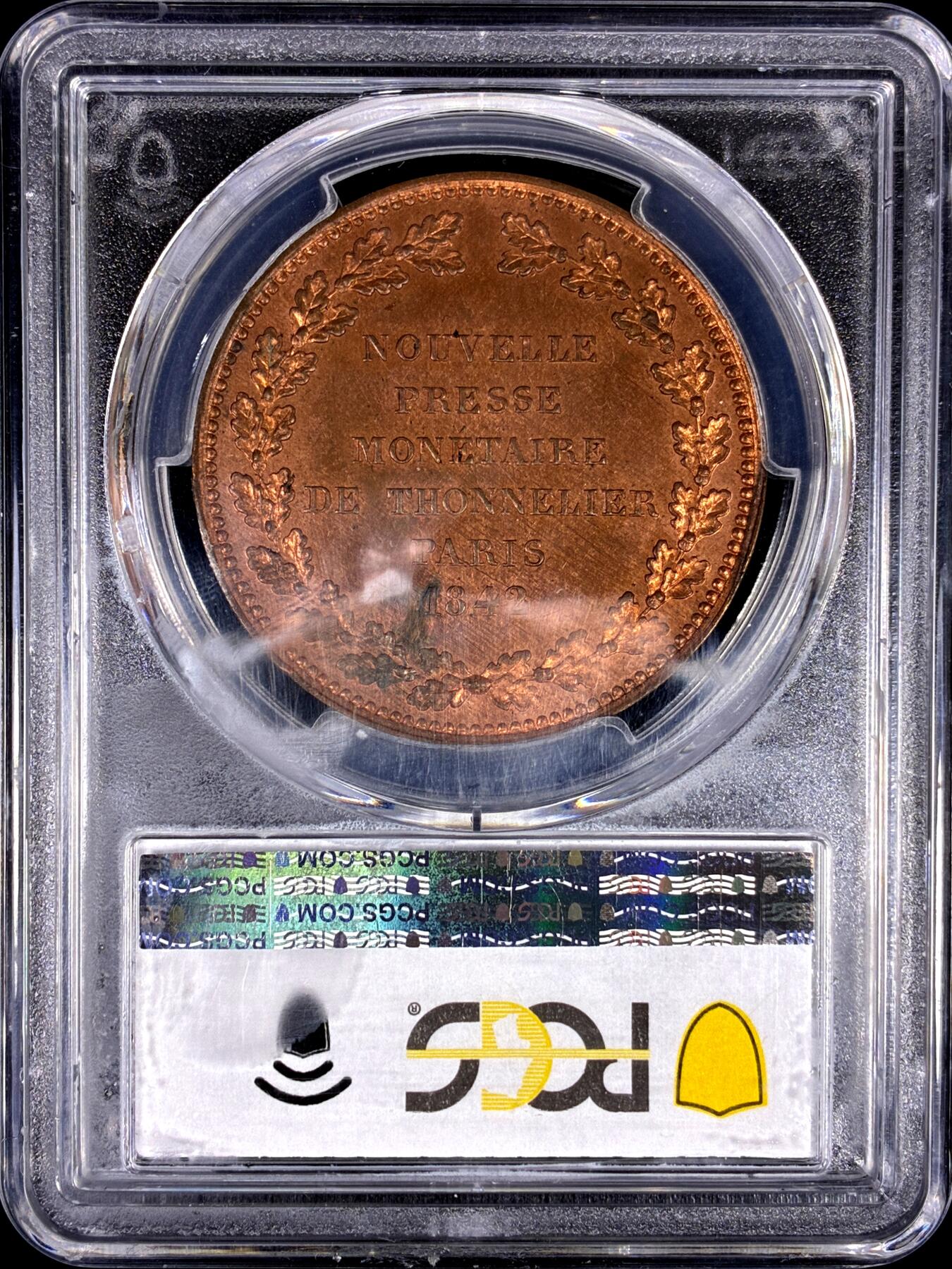 【雨安】【直播拍卖】【第0130期-评级币章】2026-03-28 周六 19:30 (金价981.33, 银价17.11) [评级法国] France 法国 样币 5法郎 1842年 菲利普 PCGS-SP63 稀少铜样