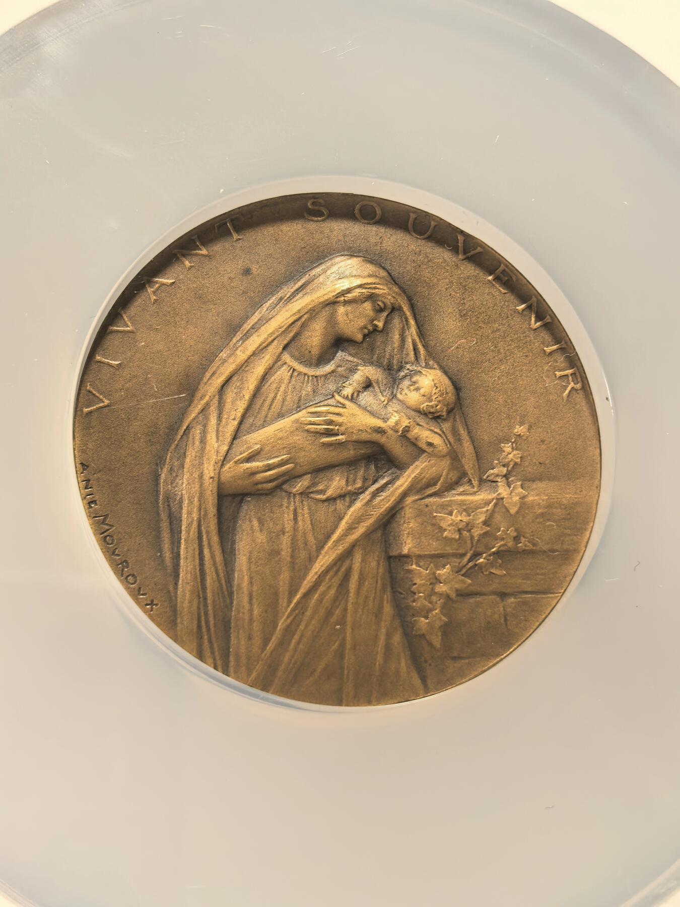 博洋堂“芳菲春韵”3月精品大拍专场暨第166期（全场包邮） NGC MS65BN 法国一战时期战争孤儿纪念大铜章，50mm