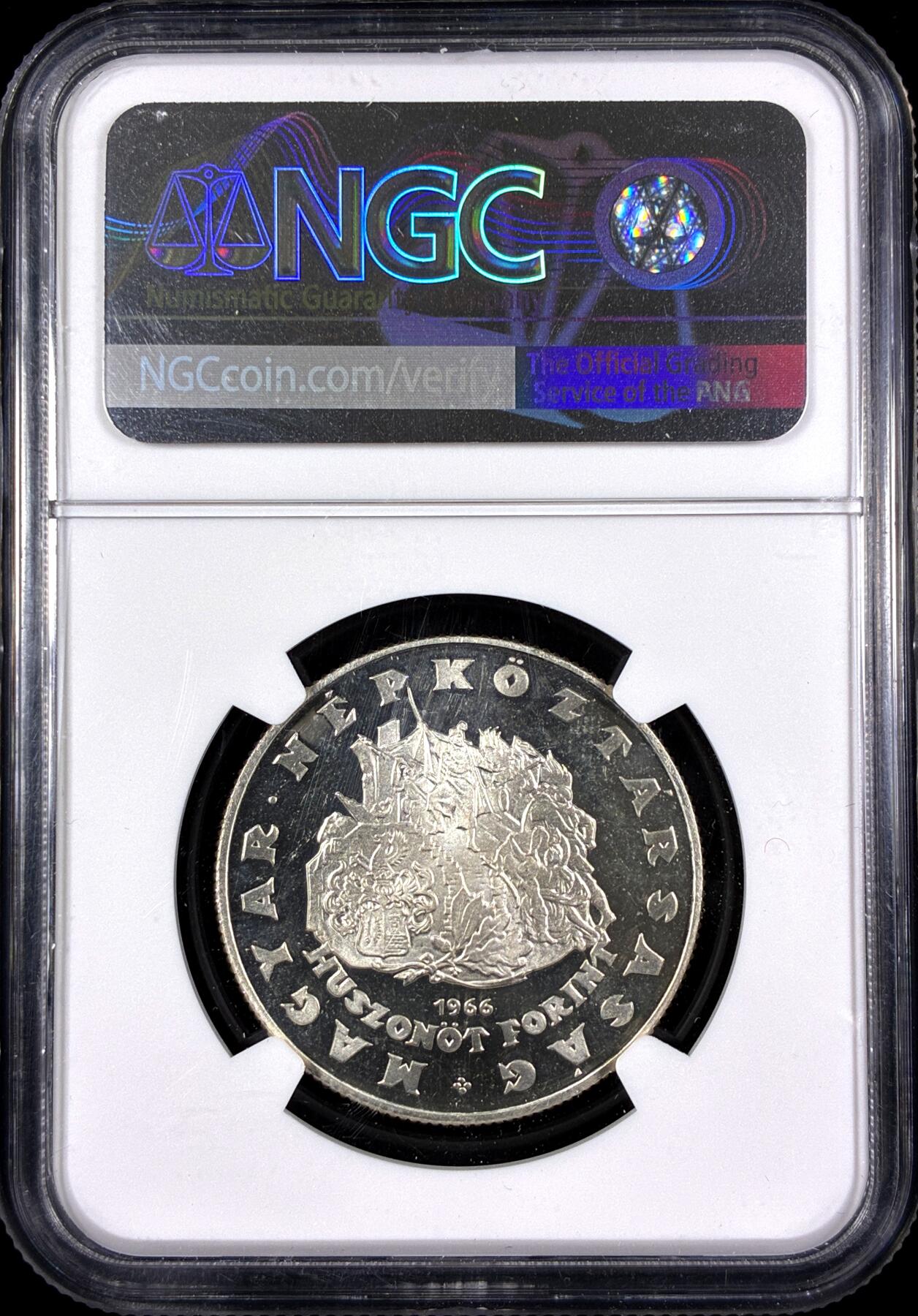 【雨安】【直播拍卖】【第0130期-评级币章】2026-03-28 周六 19:30 (金价981.33, 银价17.11) [评级欧洲] Hungary 匈牙利 25福琳 1966年 米克洛什·兹里尼 Miklos Zrinyi NGC-PF64UC 精制币