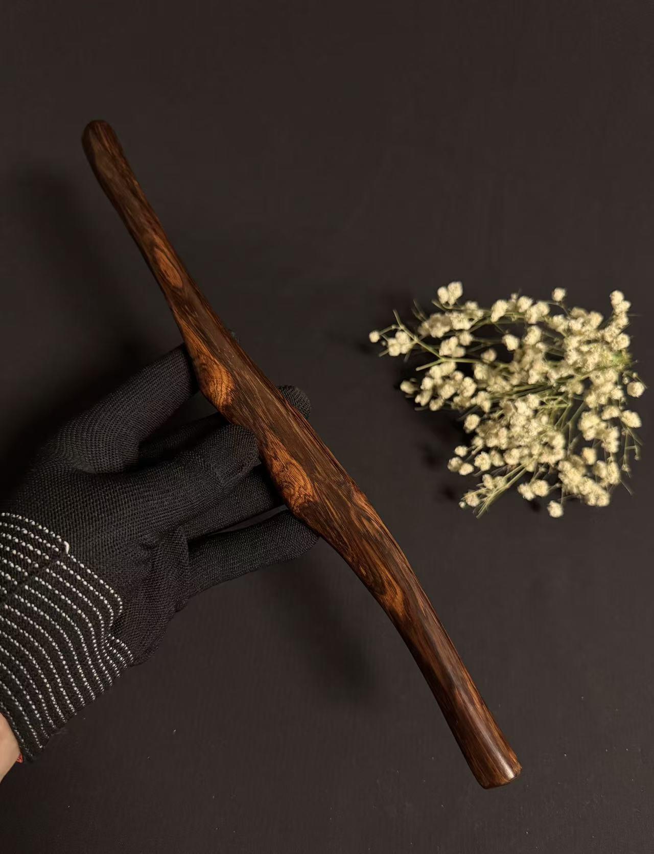 零元拍：NO.2海南黄花梨紫梨随形文玩把玩棍，尺寸约：31/1.6CM