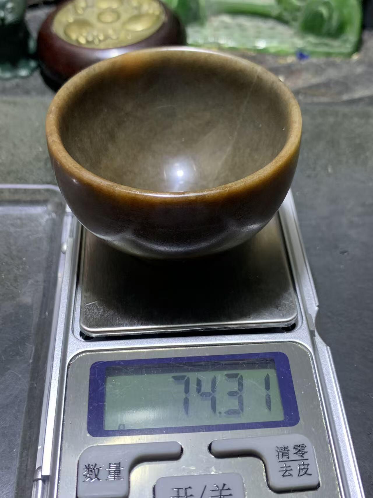 精美天然缅甸树化玉（木化玉）手工打磨小碗一个！