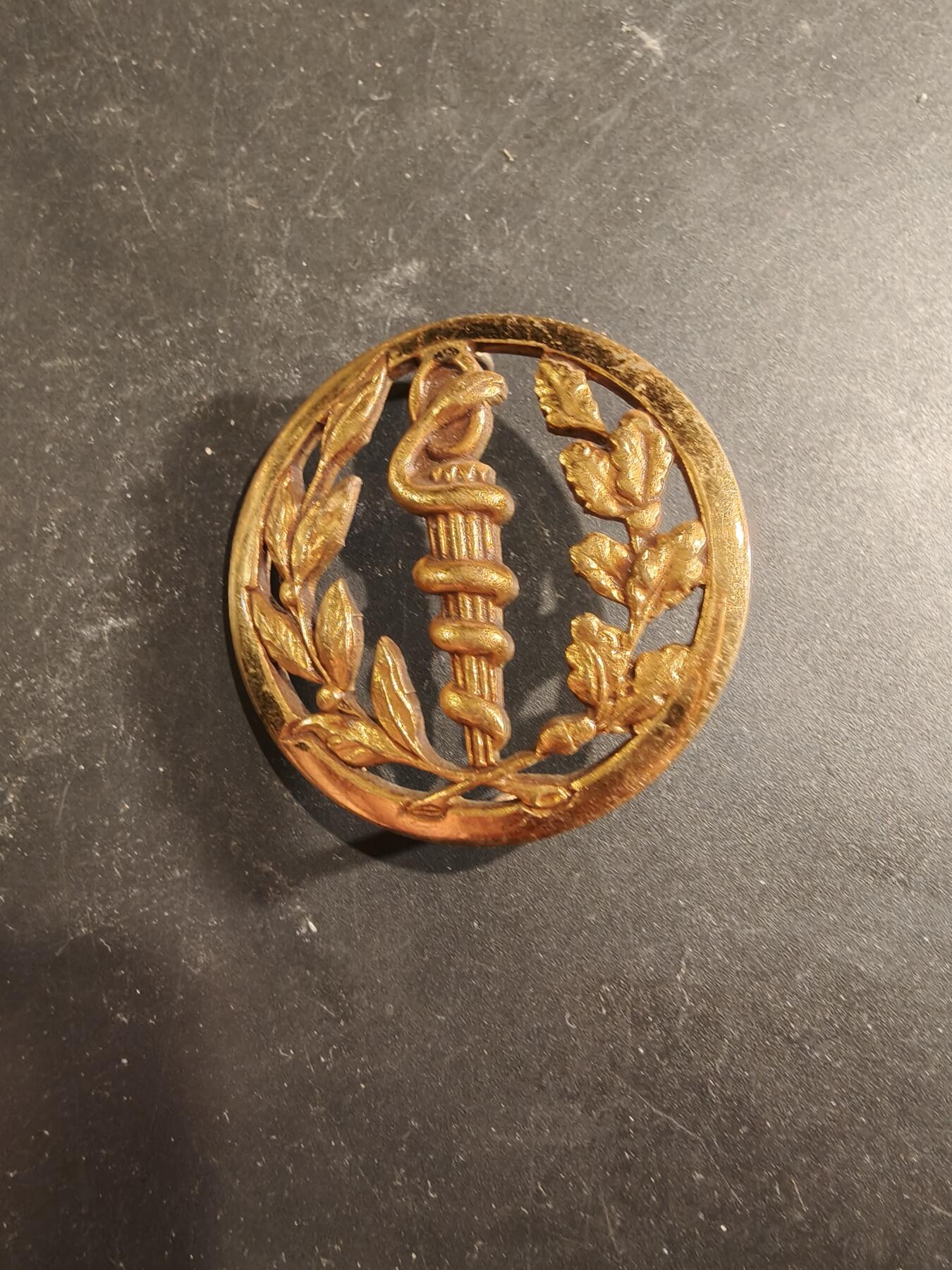 老王徽章第189期 法国军医贝雷帽徽  金色