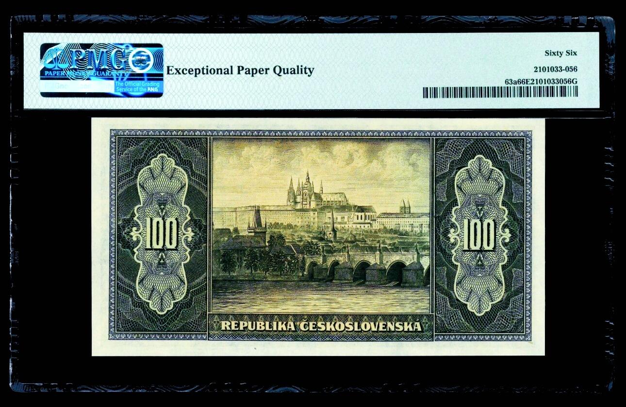 【Blue Auction】世界纸币精拍第799期——18级TOP拍卖/信誉/品质/专业/高效💫 【实钞】捷斯 1945年100克朗 PMG66EPQ BWC出品 