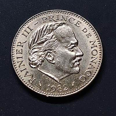 【全场包邮】纯粹捡漏拍514场 - 摩纳哥1982年雷尼尔三世5法郎
