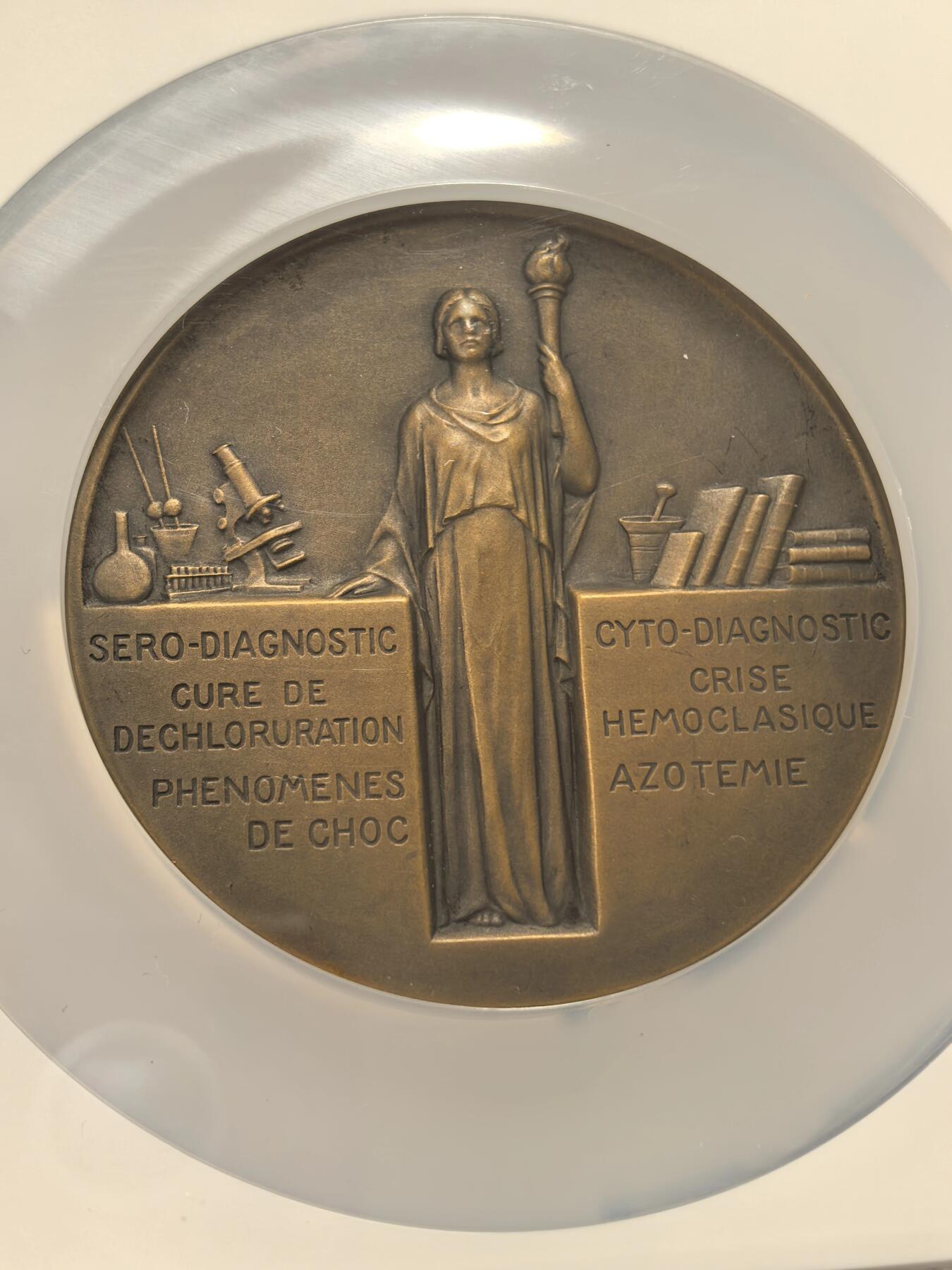 博洋堂“芳菲春韵”3月精品大拍专场暨第166期（全场包邮） NGC MS65 法国费利克斯·维达尔教授纪念大铜章，著名医生和微生物学家，68mm