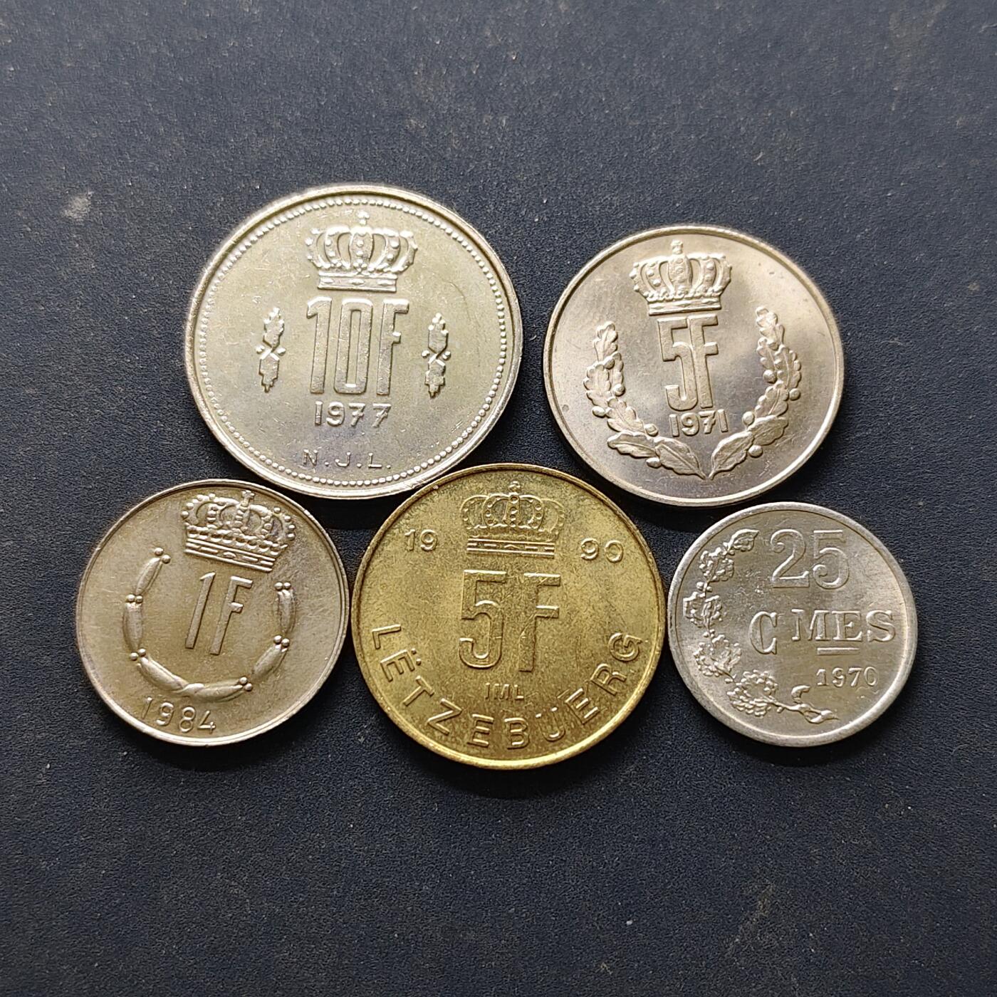 【全场包邮】纯粹捡漏拍514场 卢森堡1970-1990年让大公5枚套币