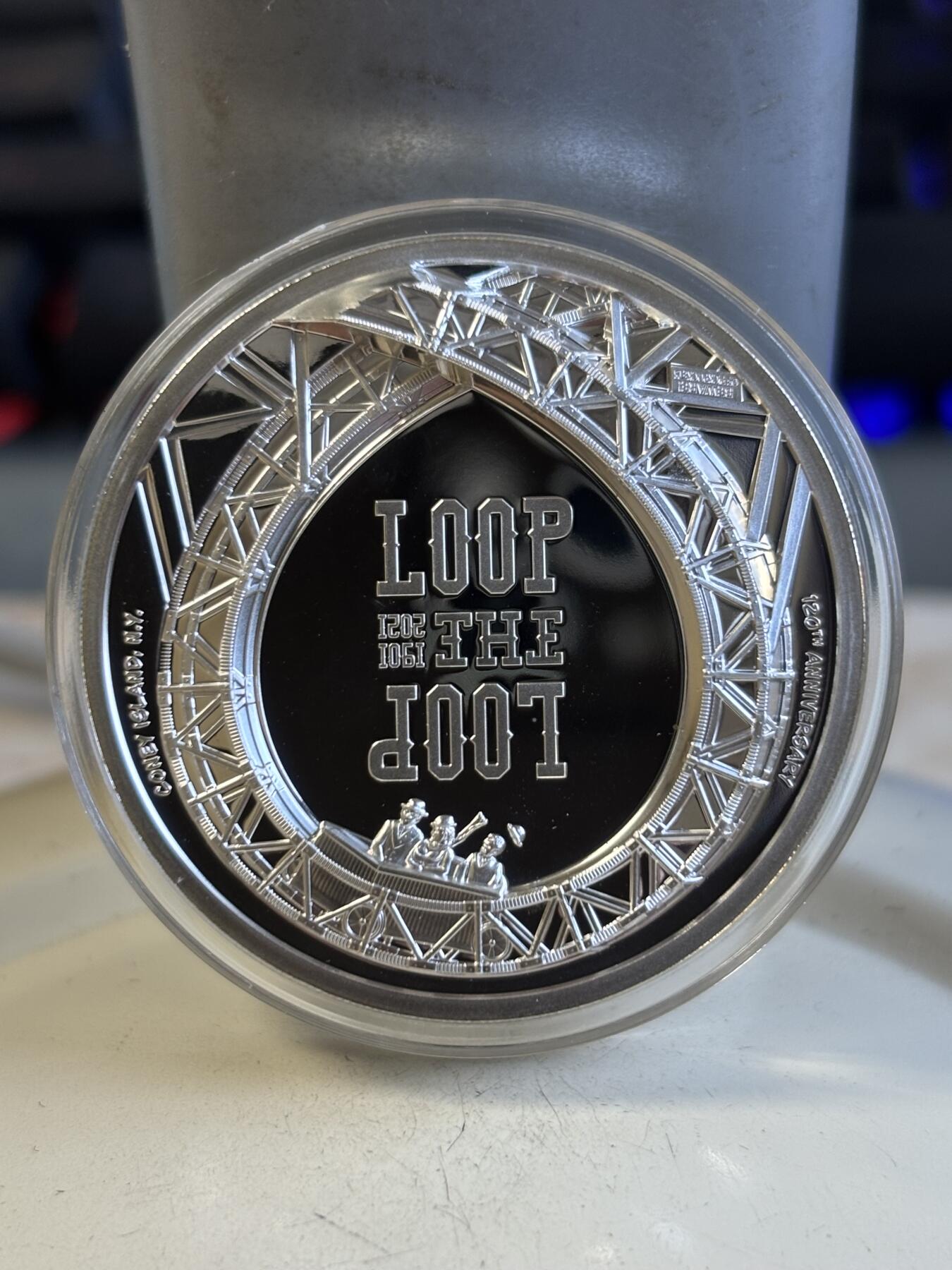 第194期拍卖 库克2021年摩天轮双面高浮雕1盎司纪念银币，999银，发行1901枚