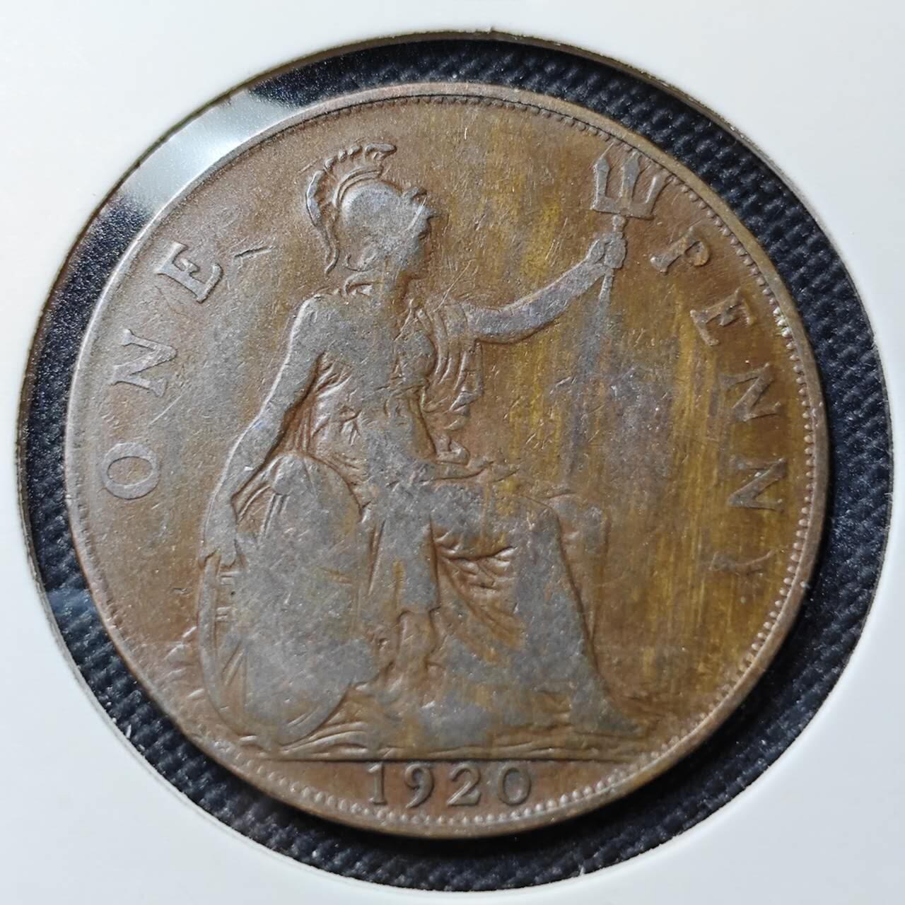 KK钱币收藏小铺  第406期 2月预留时间 周末发货  1920英国1便士铜币