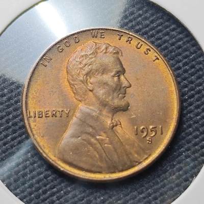 KK钱币收藏小铺  第406期 2月预留时间 周末发货 -  1951美国麦穗一分铜币 好品