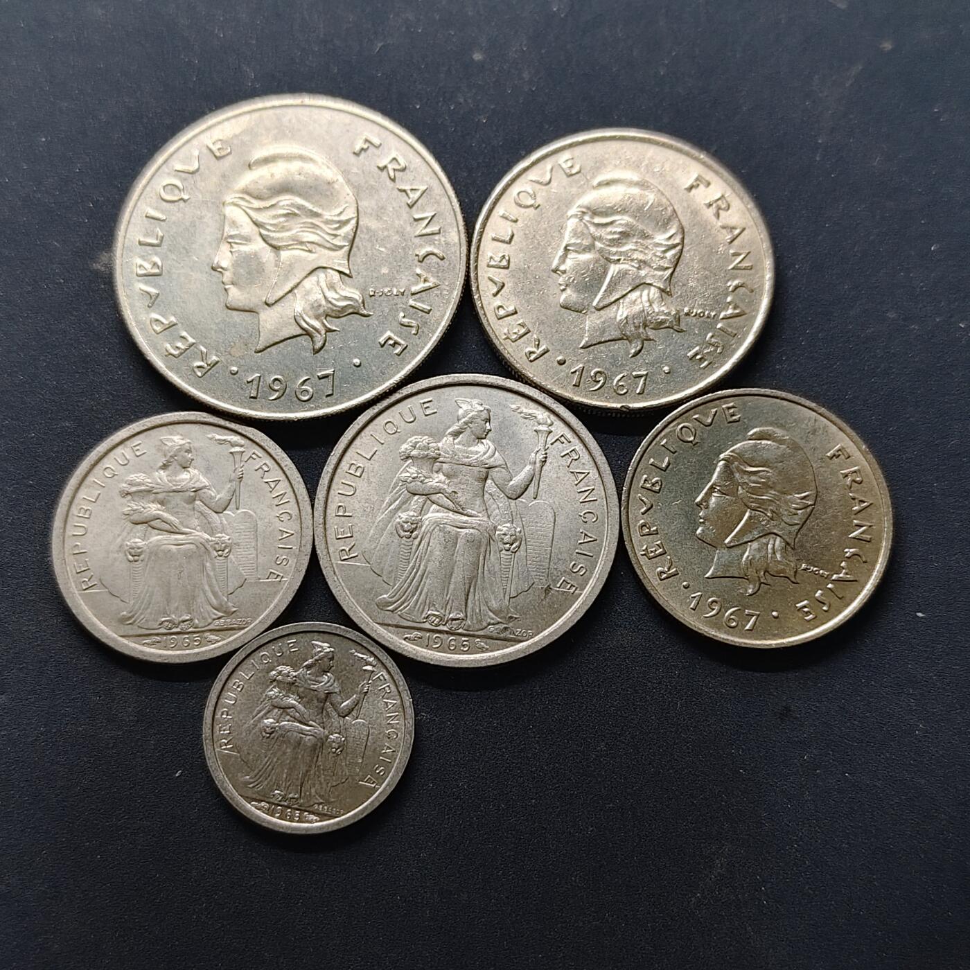 【全场包邮】纯粹捡漏拍514场 波利尼西亚1965-1967年6枚套币