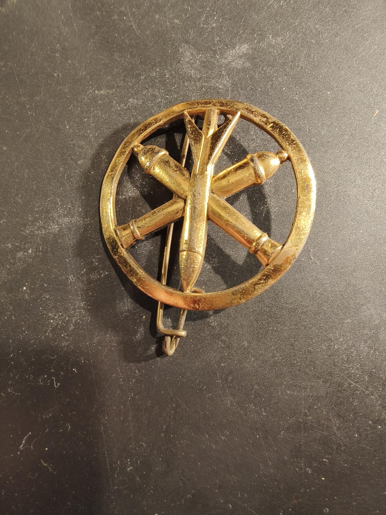 老王徽章第189期 法国炮兵贝雷帽徽   金色