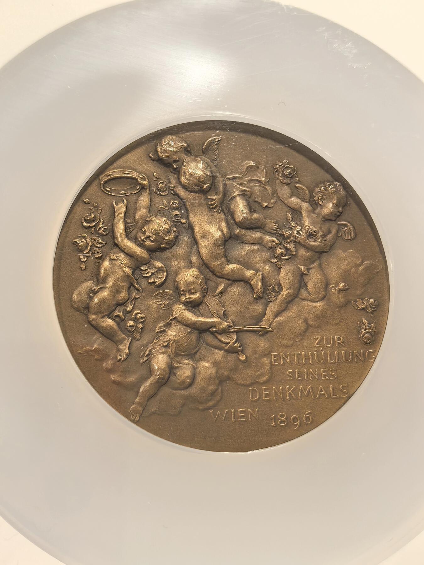 博洋堂“芳菲春韵”3月精品大拍专场暨第166期（全场包邮） NGC MS65BN 奥地利1896年莫扎特纪念大铜章，沙夫作品，55mm，纪念1896年维也纳莫扎特纪念碑揭幕仪式