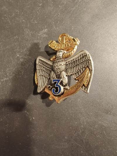 老王徽章第189期 - 法国陆军第3海军陆战队步兵团证章     第3海军陆战队步兵团是法国海军陆战队中最古老的部队之一，该团现驻防于法国瓦讷地区，1870年普法战争期间，该团在巴泽耶战役中进行了惨烈的英勇抵抗，此战也被视为该部队的灵魂所在。