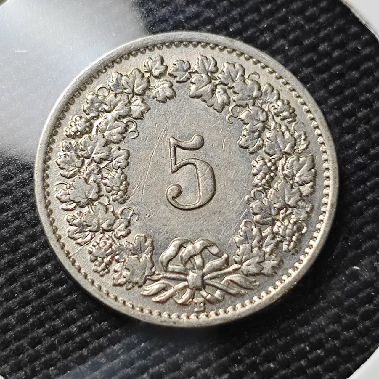 KK钱币收藏小铺  第407期 2月预留时间 周末发货  1932瑞士5分