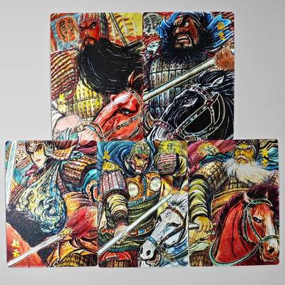 白泽拍卖卡牌手绘专场第34期（花朝去了又春分 草如茵 柳烟新） - 2025 昆仑万象 汉甲五虎将 1套 5张  粗闪