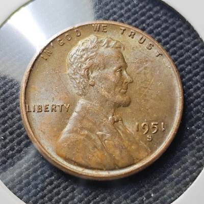 KK钱币收藏小铺  第406期 2月预留时间 周末发货 -  1951美国麦穗一分铜币好品