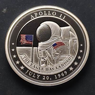【全场包邮】纯粹捡漏拍515场 - 【少见】斐济2019年1元阿波罗十一号登月50周年彩色精制纪念银币【38.6毫米25克99.9%】-量约5000