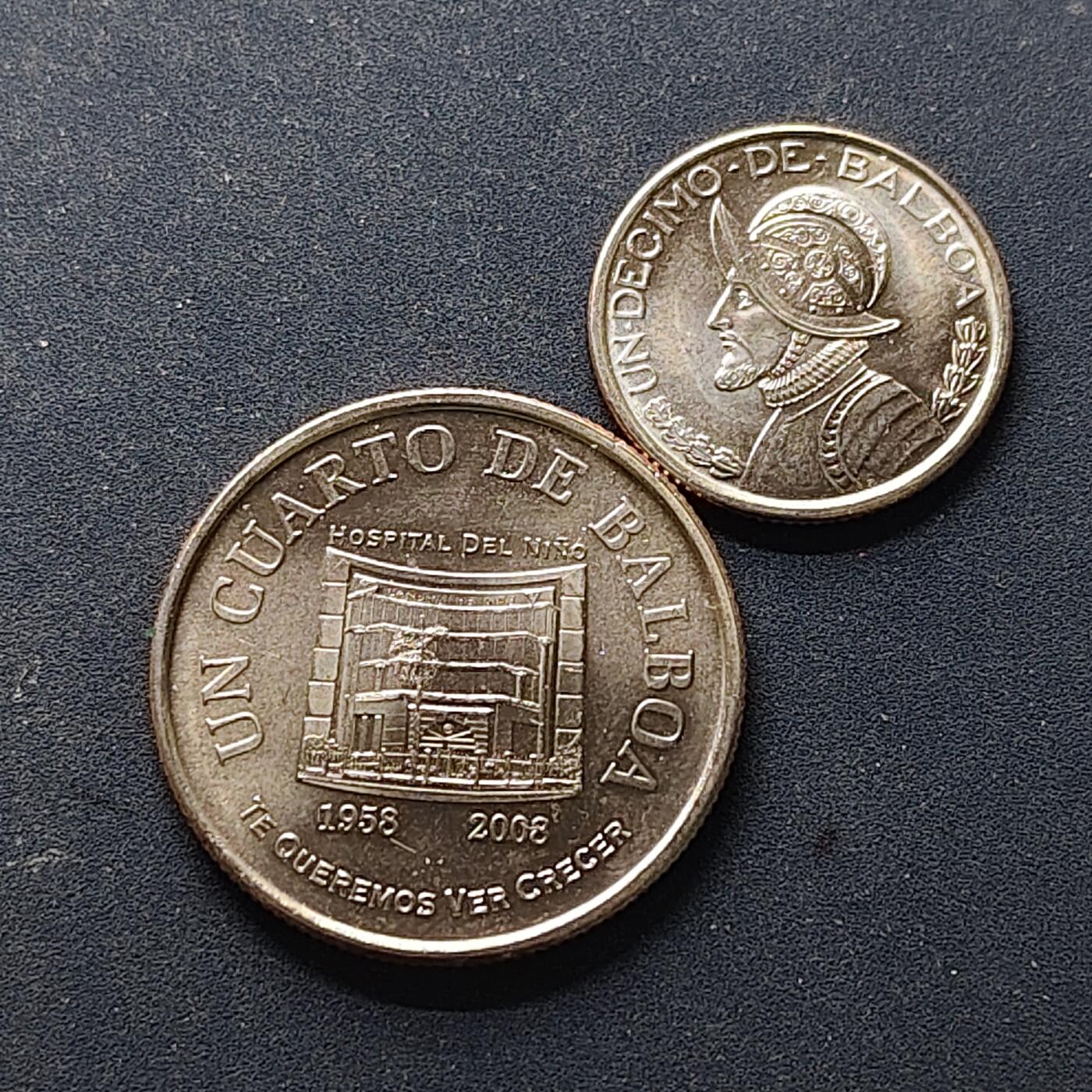 【全场包邮】纯粹捡漏拍514场 巴拿马2008年独立版别2枚一组-含儿童医院建院50周年纪念币+1/10巴波亚独年版