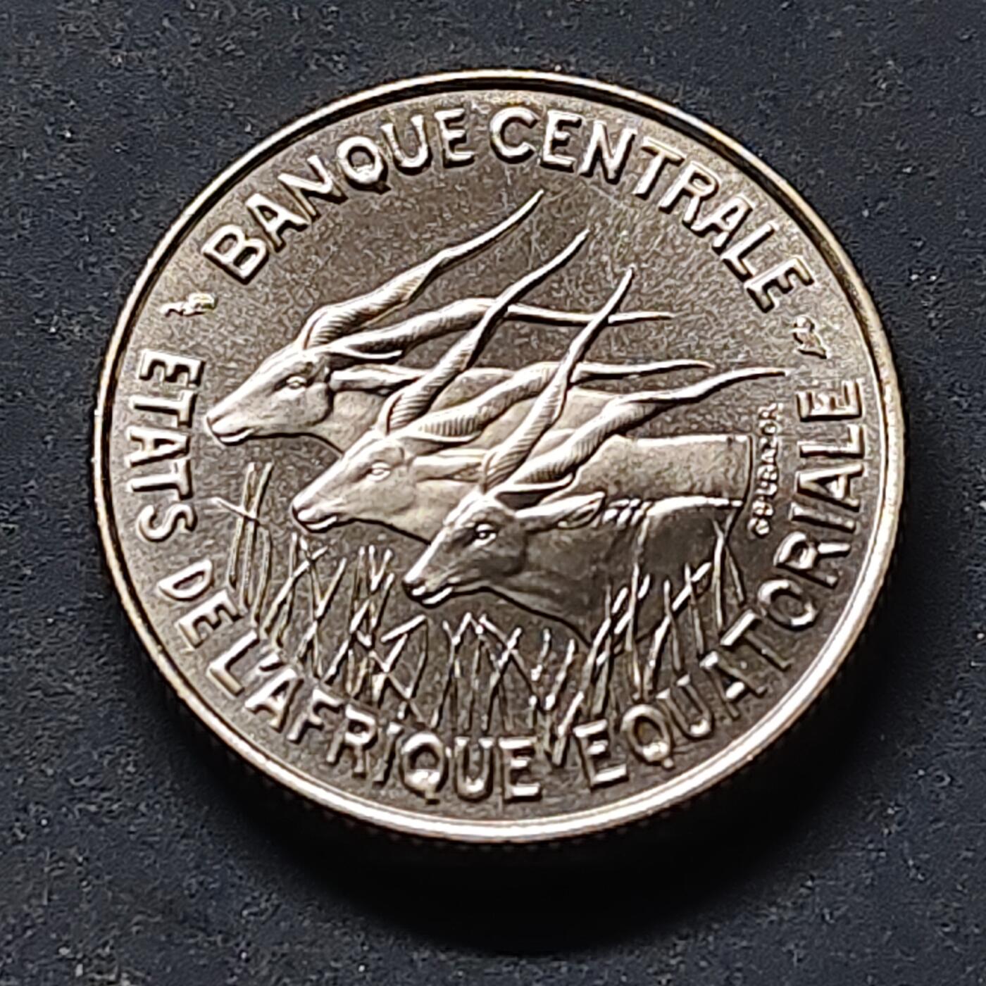 【全场包邮】纯粹捡漏拍515场 【稀少·样币】赤道非洲国家1966年三羚羊100法郎ESSAI样币【E6，发行量约1000-3000之间】