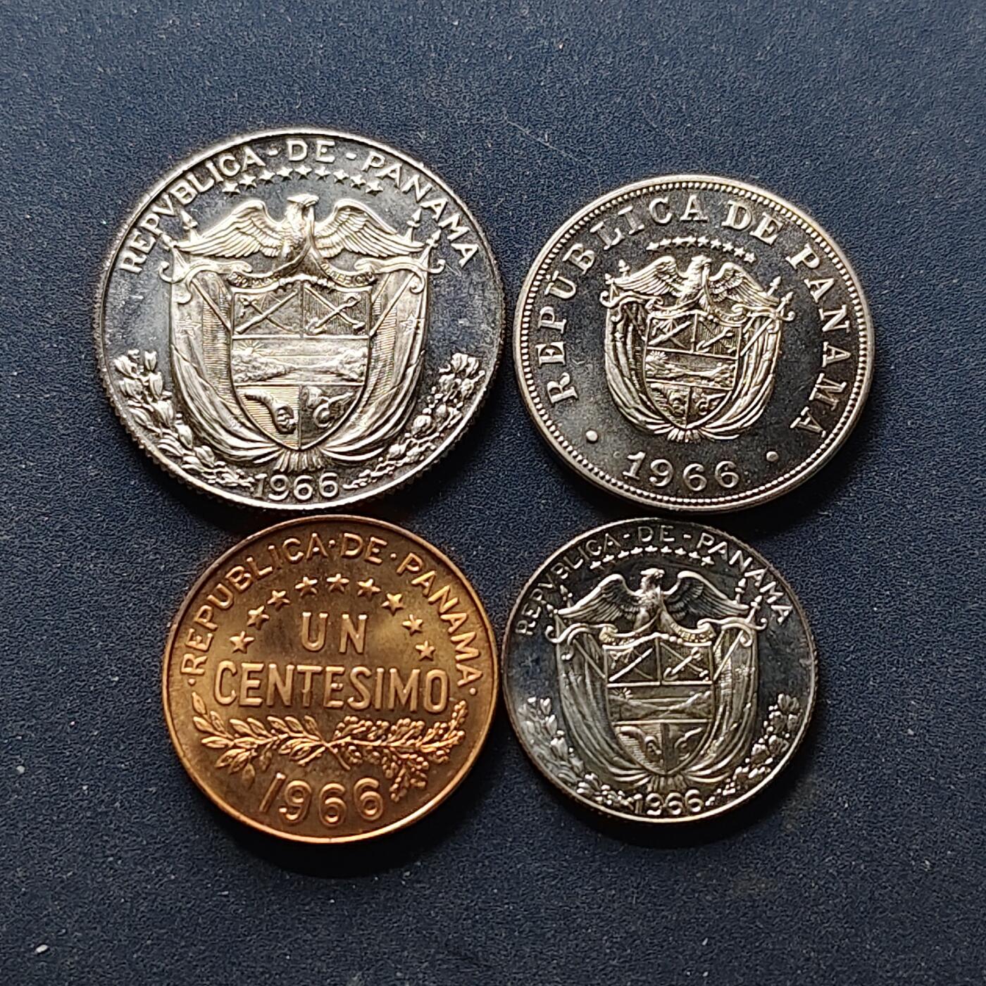 【全场包邮】纯粹捡漏拍514场 巴拿马1966年PL版4枚套币