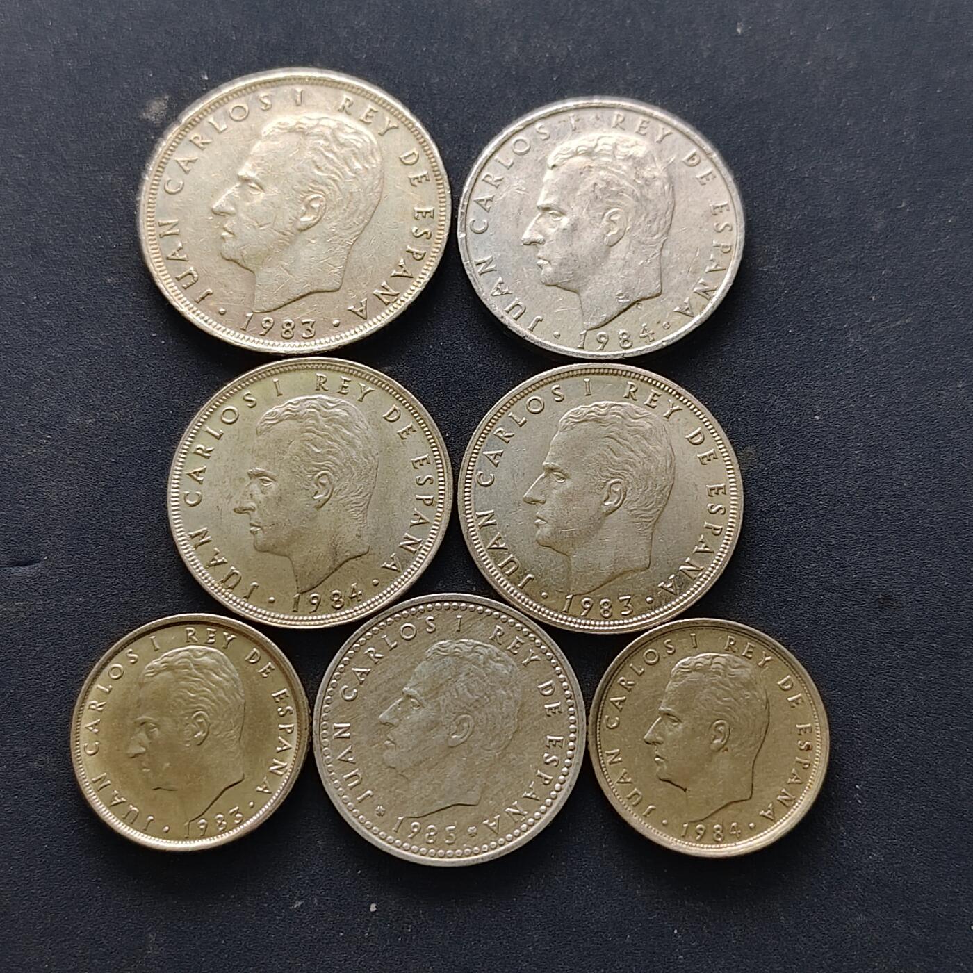 【全场包邮】纯粹捡漏拍514场 西班牙1983-1985年散币7枚一组