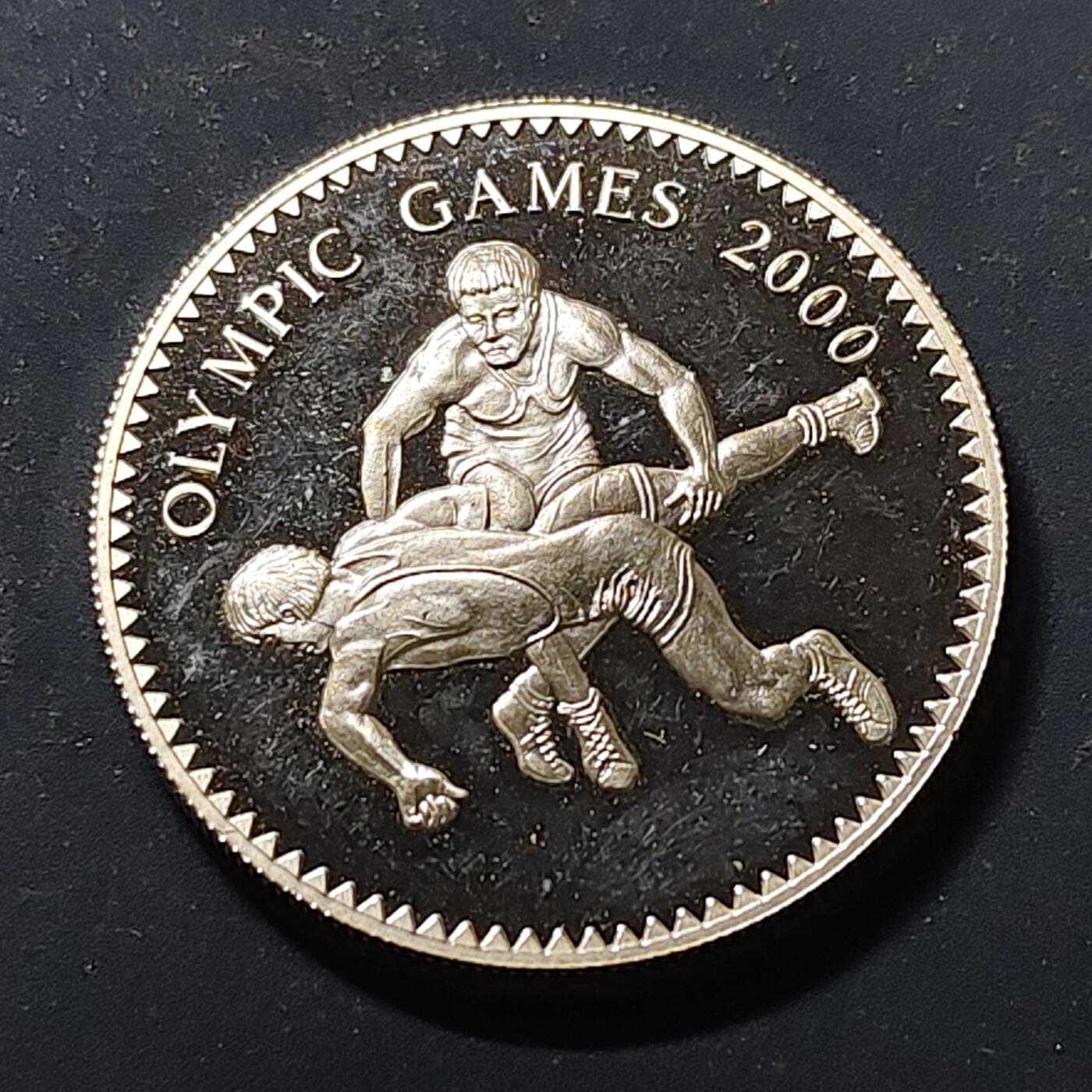 【全场包邮】纯粹捡漏拍515场 蒙古2000年500图格里克悉尼奥运会精制纪念银币【34毫米20克50%】
