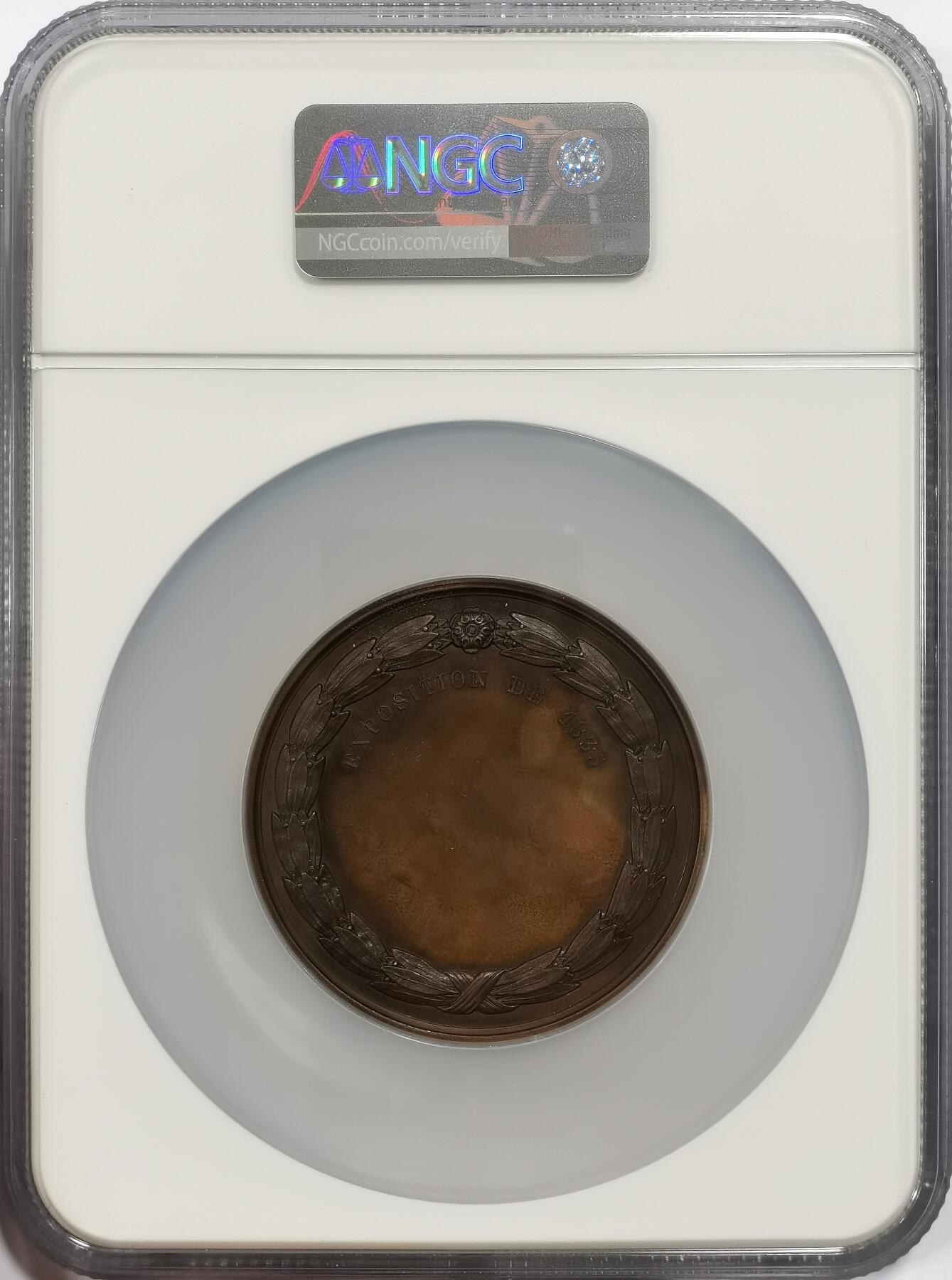 博洋堂“芳菲春韵”3月精品大拍专场暨第166期（全场包邮） NGC MS63BN 比利时1835年布鲁塞尔工业博览会纪念大铜章，59mm