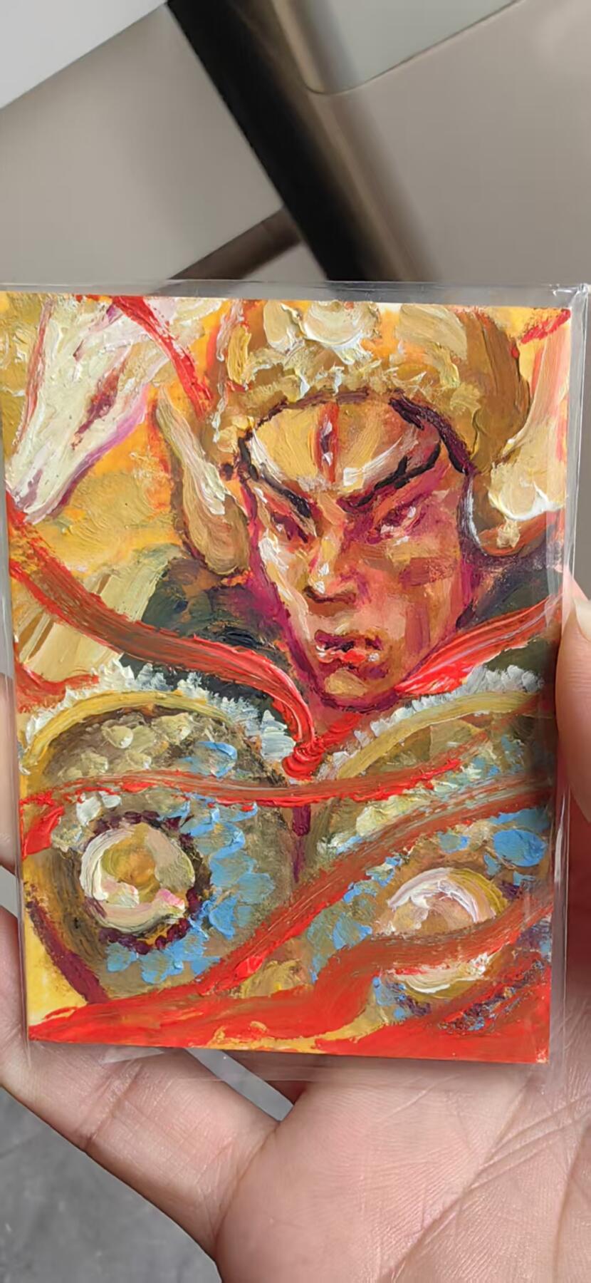 寸草不生拍卖 蛇年第一期 墨三千 油画手绘 二郎神 十分精美