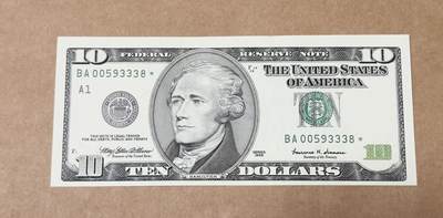 【礼羽收藏】🌏世界钱币拍卖第130期 - 99年首发黑白大头10美元补号无4.7豹子身尾8全新unc品相