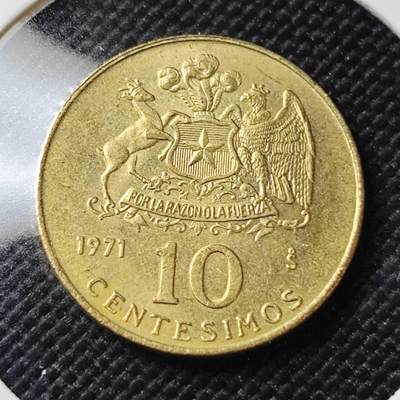 KK钱币收藏小铺  第407期 2月预留时间 周末发货 -  1971智利10分铜币