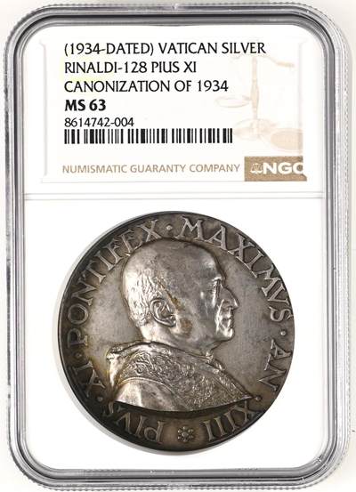 「木头集藏」“春启藏心”——章牌精品专场 - 1934年梵蒂冈教皇庇护十一世“圣救赎年圆满结束”纪念银章，MS 63 ，直径：44.5 mm，品相很不错。1933年是耶稣基督救赎1900周年，庇护十一世宣布开启“圣救赎年”，这是天主教重要的禧年庆典。