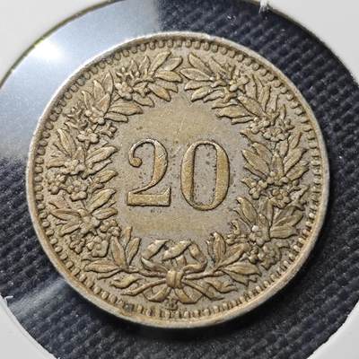 KK钱币收藏小铺  第407期 2月预留时间 周末发货 -  1950瑞士20分