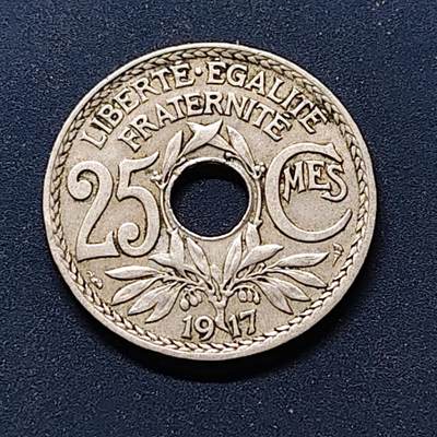 【全场包邮】纯粹捡漏拍514场 - 法国1917年25分中孔币