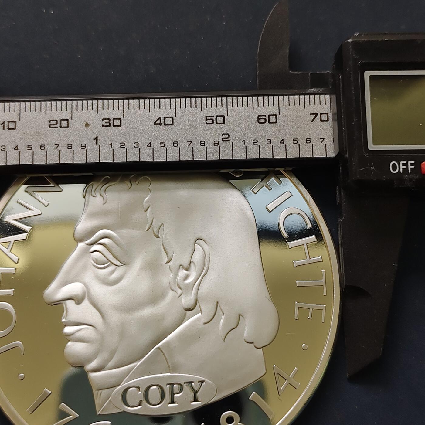 【全场包邮】纯粹捡漏拍515场 【纪念章】德国1964年5马克哲学家戈特利布·费希特逝世130周年纪念币70毫米112克超大型精制复刻版纪念章