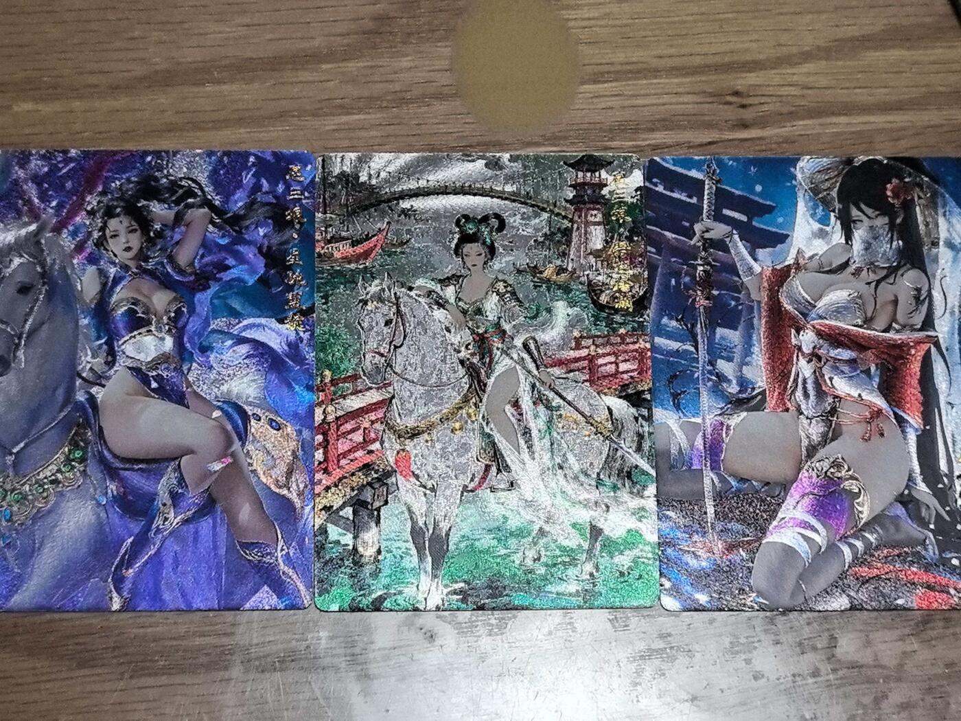 阳大大卡牌拍卖第106期（持续收拍品，周五晚上九点截拍，进群福利早知道） 奇点最新一弹king佬定制一丈青扈三娘红背蓝背绿背粗闪裸卡三张齐