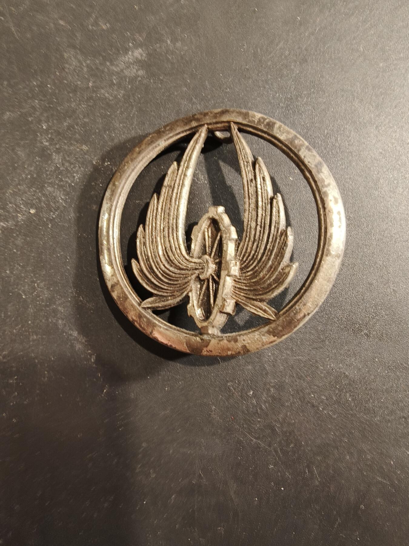 老王徽章第189期 法国铁路运输兵贝雷帽徽   银色