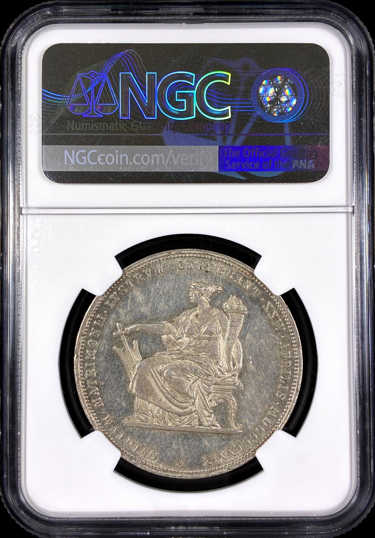 【雨安】【直播拍卖】【第0130期-评级币章】2026-03-28 周六 19:30 (金价981.33, 银价17.11) [评级欧洲] Austria 奥地利 2弗洛林 1879年 茜茜公主婚礼  NGC-MS62