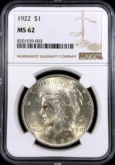 【雨安】【直播拍卖】【第0130期-评级币章】2026-03-28 周六 19:30 (金价981.33, 银价17.11) - [评级美洲] USA 美国 1美元 (1921-1935) 和平鸽 1922年  NGC-MS62