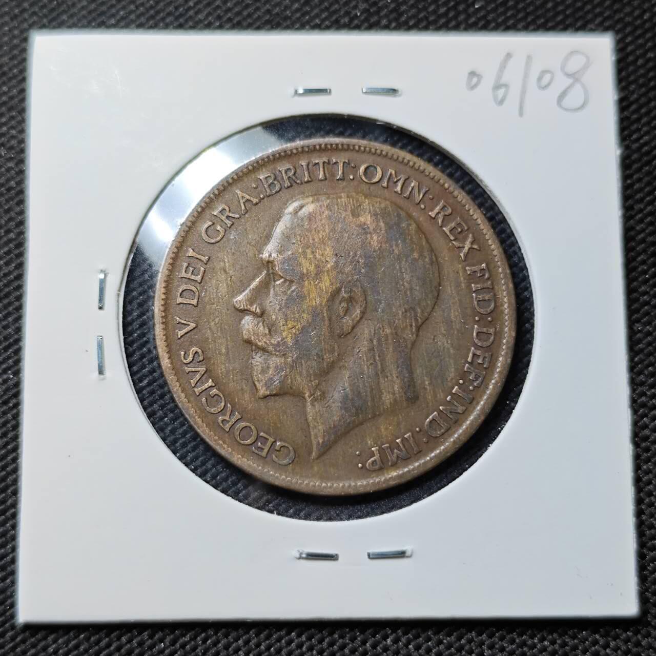 KK钱币收藏小铺  第406期 2月预留时间 周末发货  1920英国1便士铜币