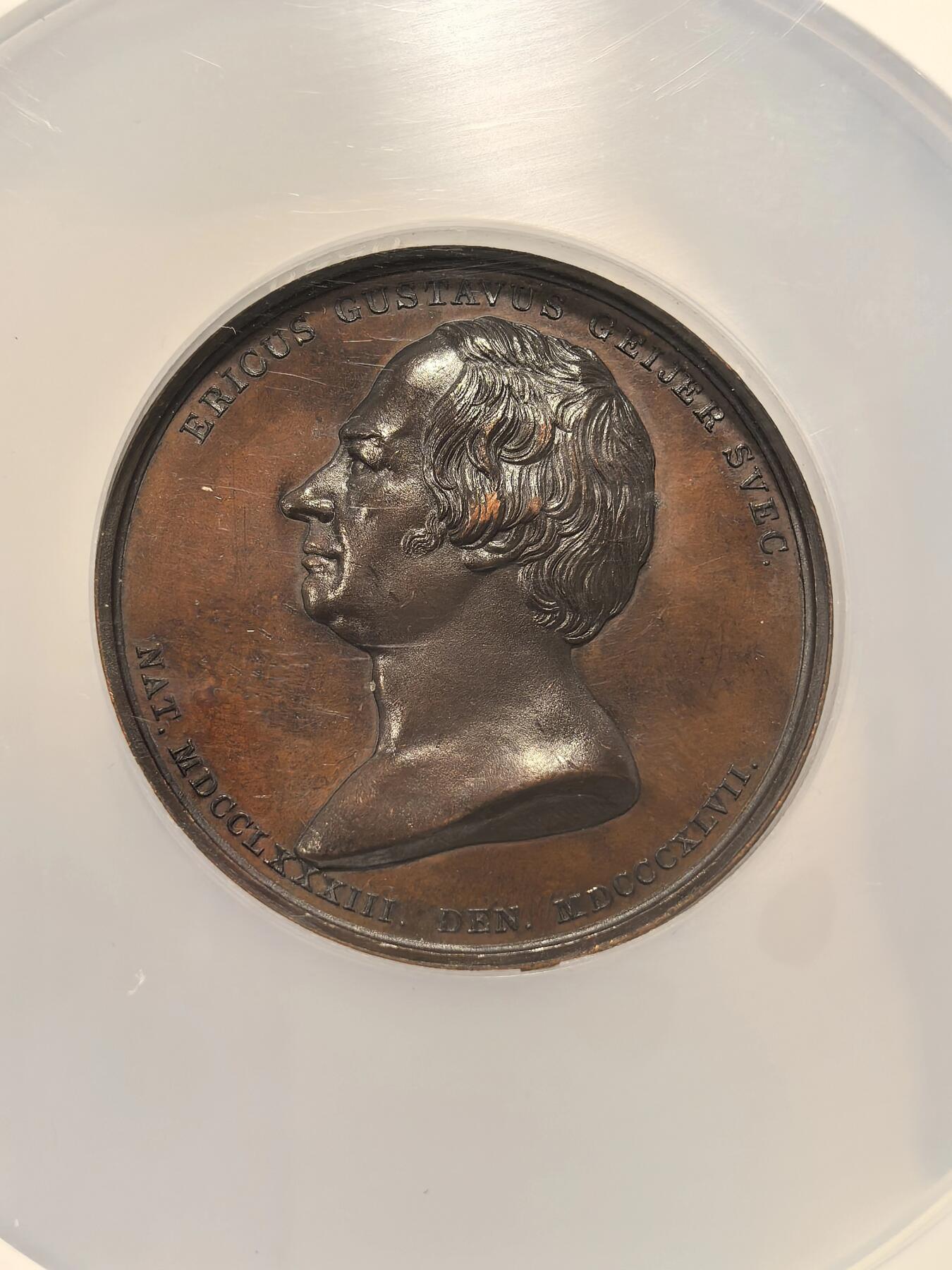 博洋堂“芳菲春韵”3月精品大拍专场暨第166期（全场包邮） NGC UNC 瑞典1850年埃里克·古斯塔夫逝世纪念大铜章，50mm